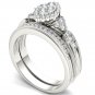 10k White Gold 0.50 Ct Round Cut Diamond Vintage Engagement Ring Set HI I2