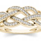 10k Yellow Gold 0.18 Ct Diamond Interlocking Ribbons Fashion Engagement Ring 10k Yellow Gold 0.18 Ct Diamond Interlocking Ribbons Fashion Engagement Ring