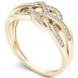 10k Yellow Gold 0.18 Ct Diamond Interlocking Ribbons Fashion Engagement Ring