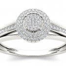 10k White Gold 0.2 Ct Natural Round Cut Diamond Cluster Halo Engagement Ring
