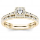 10k Yellow Gold 0.33 Ct Natural Round Cut Diamond Halo Engagement Ring Set HI I2 10k Yellow Gold 0.33 Ct Natural Round Cut Diamond Halo Engagement Ring Set HI I2