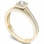 10k Yellow Gold 0.33 Ct Natural Round Cut Diamond Halo Engagement Ring Set HI I2