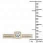 10k Yellow Gold 0.33 Ct Natural Round Cut Diamond Halo Engagement Ring Set HI I2