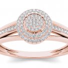 10k Rose Gold 0.20 Ct Natural Round Cut Diamond Cluster Halo Engagement Ring