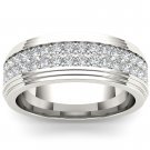 Solid 14k White Gold 1.150 Ct Round Cut Diamond Men's Wedding Band Ring HI I2 Solid 14k White Gold 1.150 Ct Round Cut Diamond Men's Wedding Band Ring HI I2