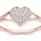 10k Rose Gold 0.15 Ct Round Cut Diamond Heart Shaped Fashion Ring HI I2 Size 7 10k Rose Gold 0.15 Ct Round Cut Diamond Heart Shaped Fashion Ring HI I2 Size 7
