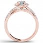 14k Rose Gold 1.00 Ct Round Cut Natural Diamond Bypass Engagement Ring Set Size