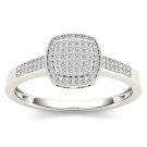 14k White Gold 0.17 Ct Round Cut Diamond Halo Cluster Engagement Ring HI I2 Size