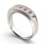 14k Pink Two White Gold 1.00 Ct Round Diamond Five Stone Men's Wedding Band Ring
