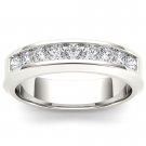 Solid 14k White Gold 1.00 Ct Round Cut Diamond Men's Wedding Band Ring HI I2 Solid 14k White Gold 1.00 Ct Round Cut Diamond Men's Wedding Band Ring HI I2