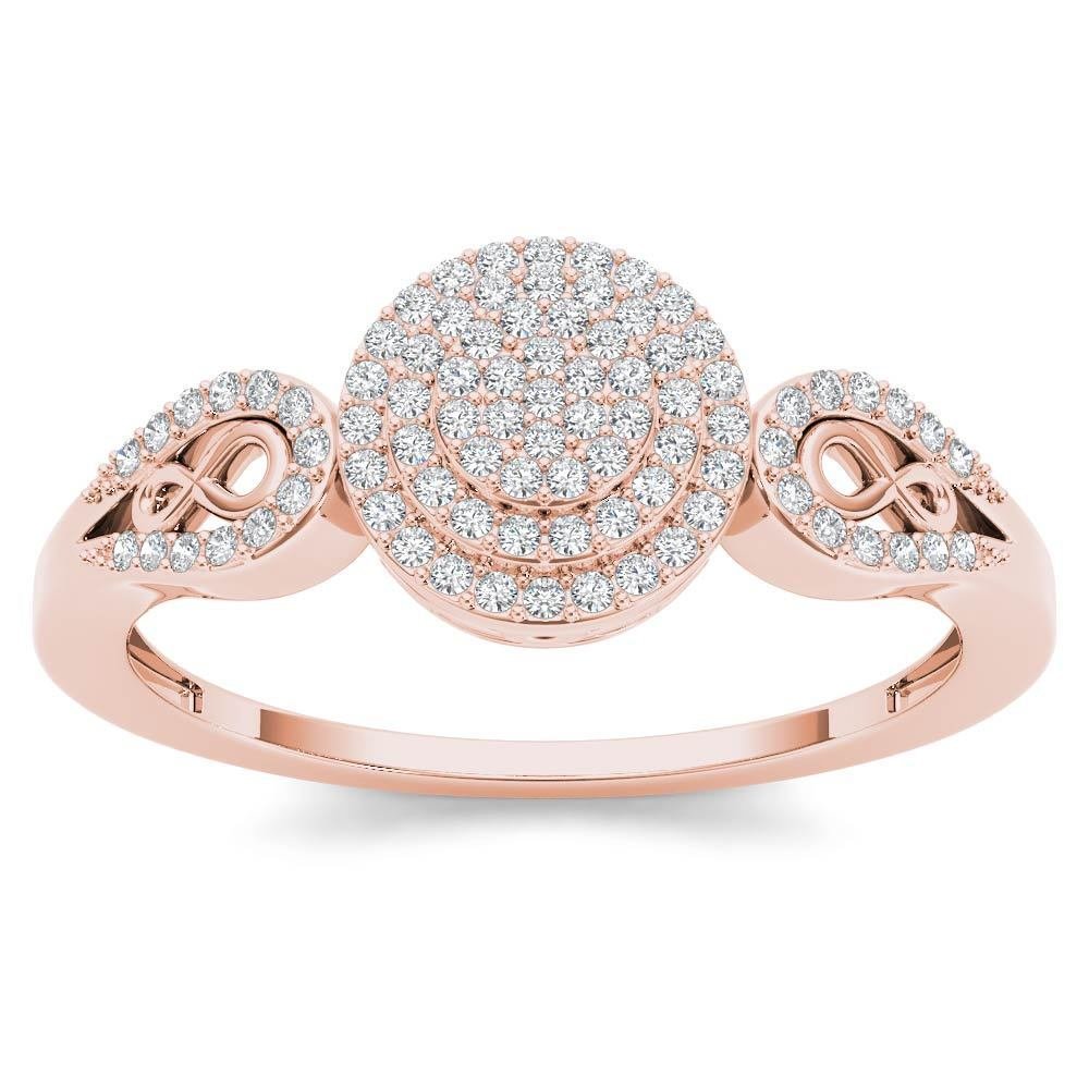 10k Rose Gold 0.2 Ct Natural Round Cut Diamond Double Halo Engagement Ring HI I2