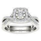 10k White Gold 0.40 Ct Round Cut Diamond Halo Engagement Ring Set HI I2 Size 7 10k White Gold 0.40 Ct Round Cut Diamond Halo Engagement Ring Set HI I2 Size 7