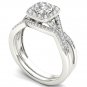 10k White Gold 0.40 Ct Round Cut Diamond Halo Engagement Ring Set HI I2 Size 7