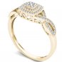 10k Natural Yellow Gold 0.25 Ct Diamond Criss-Cross Cluster Halo Engagement Ring