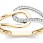 Two-Tone 10k Yellow Gold 0.08 Ct Rond Cut Diamond Engagement Fashion Ring HI I2