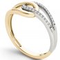 Two-Tone 10k Yellow Gold 0.08 Ct Rond Cut Diamond Engagement Fashion Ring HI I2