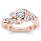 10k Rose Gold 0.50 Ct Natural Round Cut Diamond Three Stone Engagement Ring Set 10k Rose Gold 0.50 Ct Natural Round Cut Diamond Three Stone Engagement Ring Set