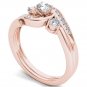 10k Rose Gold 0.50 Ct Natural Round Cut Diamond Three Stone Engagement Ring Set