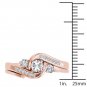 10k Rose Gold 0.50 Ct Natural Round Cut Diamond Three Stone Engagement Ring Set