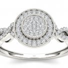10k Natural White Gold 0.20 Ct Round Cut Diamond Halo Engagement Ring HI I2 10k Natural White Gold 0.20 Ct Round Cut Diamond Halo Engagement Ring HI I2