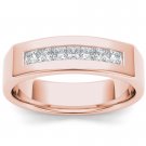 14k Rose Gold 1.00 Ct Princess Diamond Seven Stone Men's Wedding Band Ring HI