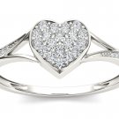10k White Gold 0.15 Ct Round Cut Diamond Heart Shaped Fashion Ring HI I2 Size 7 10k White Gold 0.15 Ct Round Cut Diamond Heart Shaped Fashion Ring HI I2 Size 7