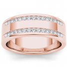 Solid 14k Rose Gold 0.50 Ct Round Cut Diamond Men's Wedding Band Ring HI I2 Solid 14k Rose Gold 0.50 Ct Round Cut Diamond Men's Wedding Band Ring HI I2