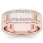Solid 14k Rose Gold 0.50 Ct Round Cut Diamond Men's Wedding Band Ring HI I2