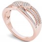 10k Rose Gold 0.15Ct Diamond Double Heart Fashion Engagement Ring HI I2 Size 7