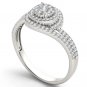 10k White Gold 0.33 Ct Round Cut Diamond Bypass Cluster Halo Engagement Ring