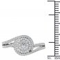 10k White Gold 0.33 Ct Round Cut Diamond Bypass Cluster Halo Engagement Ring