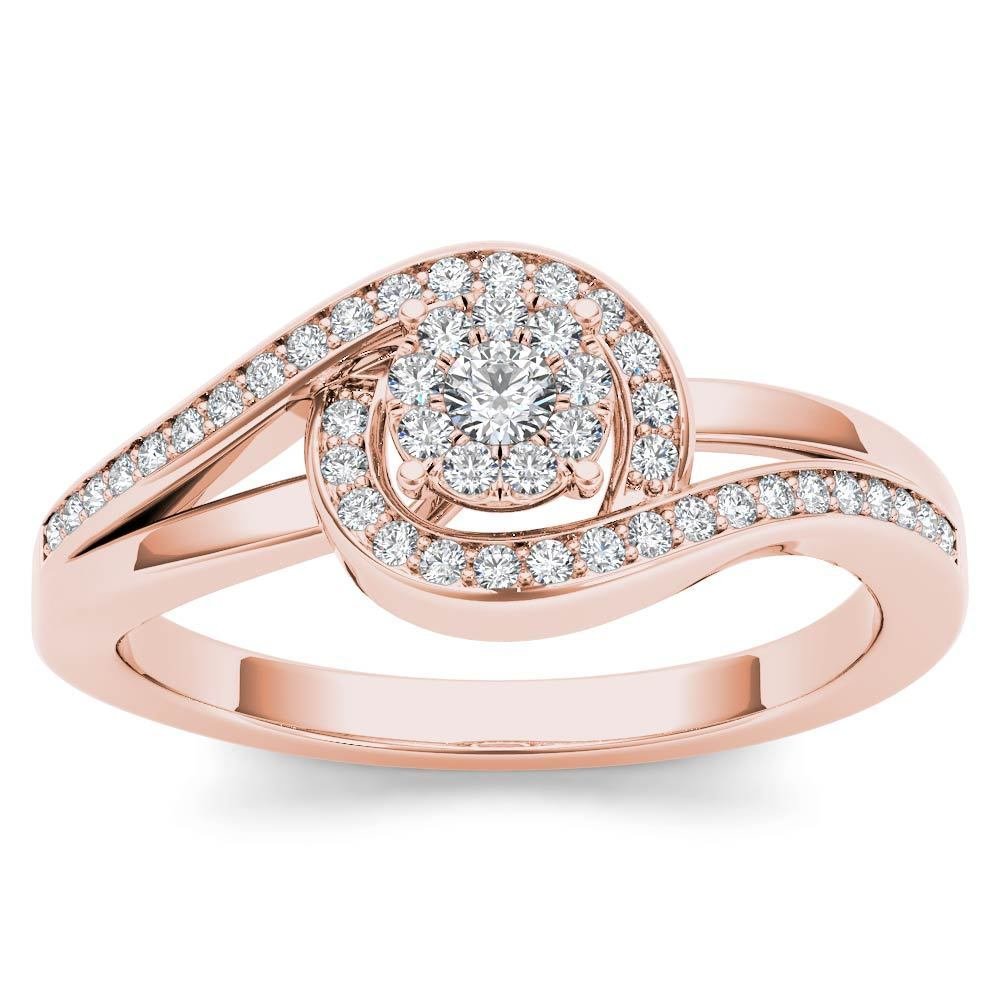 10k Rose Gold 0.2 Ct Rount Cut Diamond Bypass Engagement Ring HI I2 Size 7