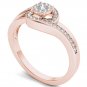 10k Rose Gold 0.2 Ct Rount Cut Diamond Bypass Engagement Ring HI I2 Size 7
