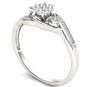 10k White Gold 0.12 Ct Diamond Past Present Future Bypass Engagement Ring HI I2