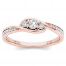 10k Rose Gold 0.22 Ct Diamond Three Stone Bypass Engagement Anniversary Ring 10k Rose Gold 0.22 Ct Diamond Three Stone Bypass Engagement Anniversary Ring