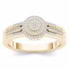 10k Yellow Gold 0.18 Ct Diamond Cluster Halo Vintage Style Engagement Ring HI I2 10k Yellow Gold 0.18 Ct Diamond Cluster Halo Vintage Style Engagement Ring HI I2