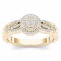 10k Yellow Gold 0.18 Ct Diamond Cluster Halo Vintage Style Engagement Ring HI I2