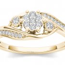 10k Yellow Gold 0.12 Ct Diamond Past Present Future Bypass Engagement Ring HI I2