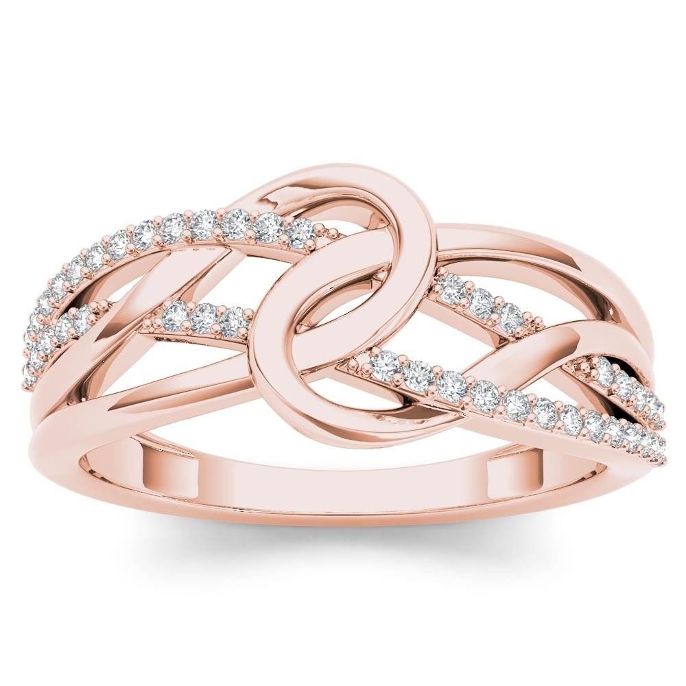 10k Rose Gold 0.17 Ct Diamond Interlocking Loop Fashion Engagement Ring Size 7