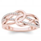 10k Rose Gold 0.17 Ct Diamond Interlocking Loop Fashion Engagement Ring Size 7