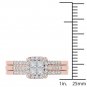 14k Rose Gold 0.75 Ct Princess Cut Diamond Halo Engagement Ring Set HI I2 Size