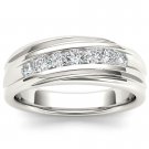 14k White Gold 0.60 Ct Round Diamond Seven Stone Men's Wedding Band Ring HI I2 14k White Gold 0.60 Ct Round Diamond Seven Stone Men's Wedding Band Ring HI I2