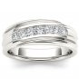 14k White Gold 0.60 Ct Round Diamond Seven Stone Men's Wedding Band Ring HI I2
