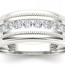 Solid 10k White Gold 0.50 Ct Round Cut Diamond Men's Wedding Band Ring HI I2