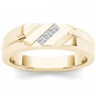 14k Yellow Gold 0.150 Ct Princess Diamond Men's Three Stone Wedding Band Ring HI