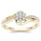 10k Yellow Gold 0.25 Ct Diamond Bypass Flower Bypass Engagement Fashion Ring