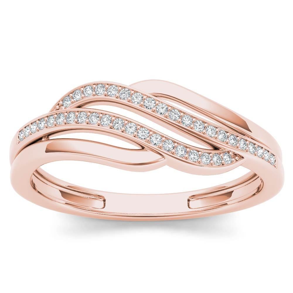 10k Rose Gold 0.10 Ct Diamond Swirl Fashion Engagement Wedding Ring HI I2 Size 7