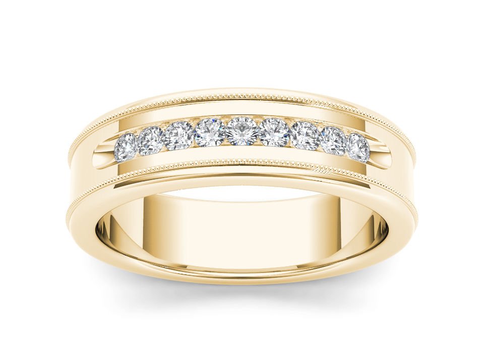 Solid 14k Yellow Gold 0.33 Ct Round Cut Diamond Men's Wedding Band Ring HI I2