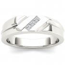 14k White Gold 0.150 Ct Princess Diamond Men's Three Stone Wedding Band Ring HI 14k White Gold 0.150 Ct Princess Diamond Men's Three Stone Wedding Band Ring HI