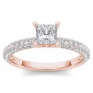 14k Rose Gold 1.00 Ct Princess Cut Diamond Classic Engagement Ring HI I2 Size 7
